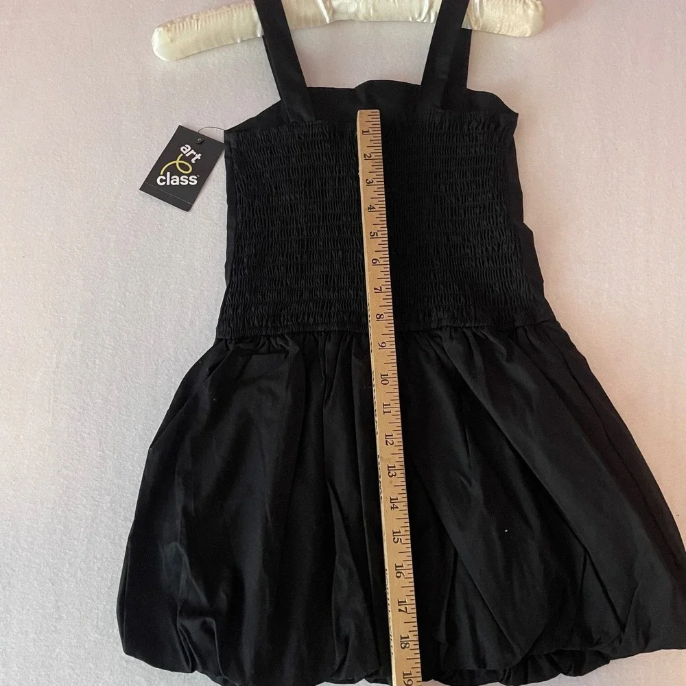 Art Class Girls Black Cotton Bubble Hem Dress Smocked Back S 6/7‎ NWT
